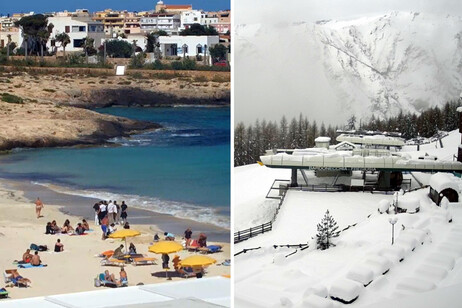 Pazza primavera, dai bagni a Lampedusa ai metri di neve a Bardonecchia