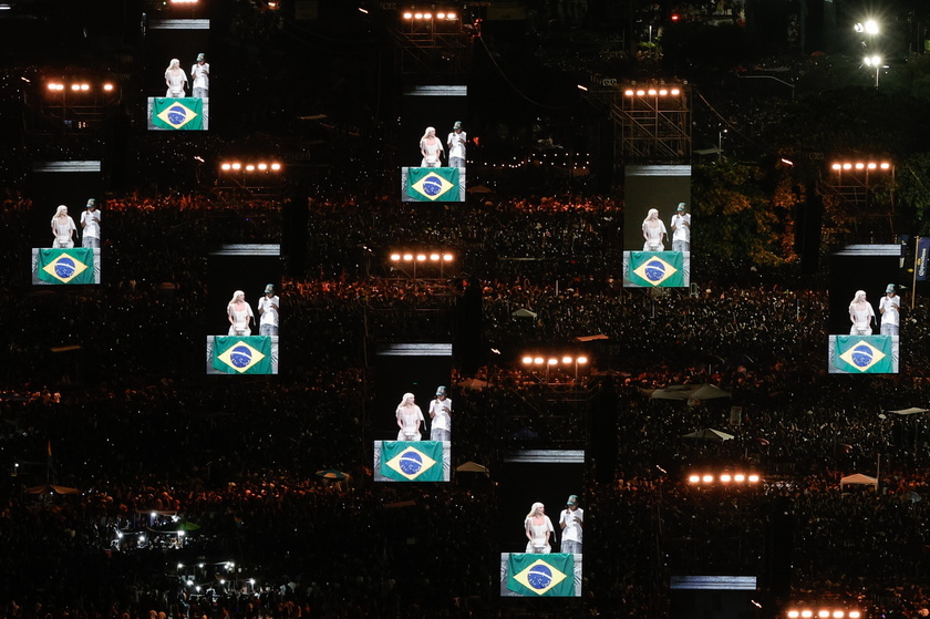 Lady Gaga performs during a free mega concert