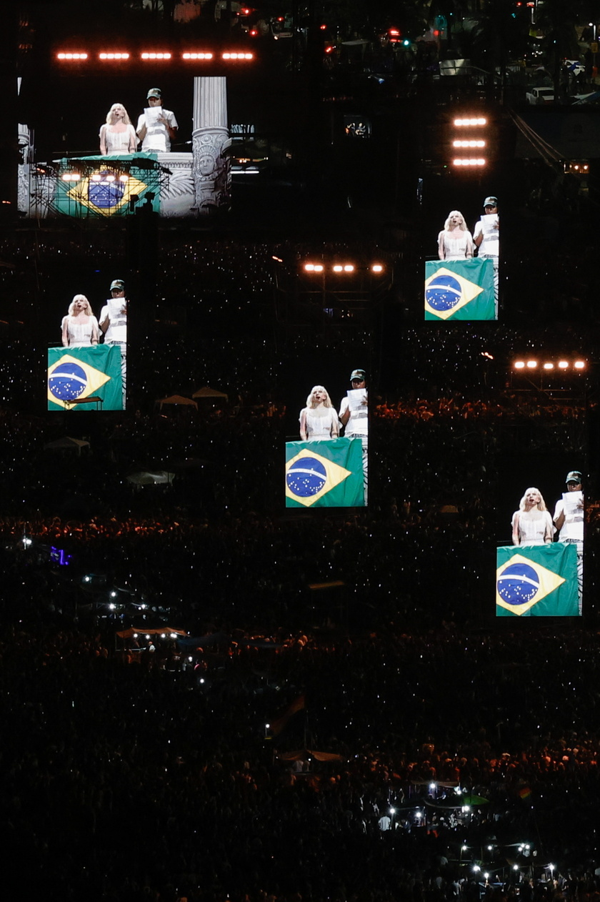 Lady Gaga performs during a free mega concert
