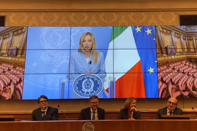 Il video con una finta dichiarazione della Premier Meloni - RIPRODUZIONE RISERVATA