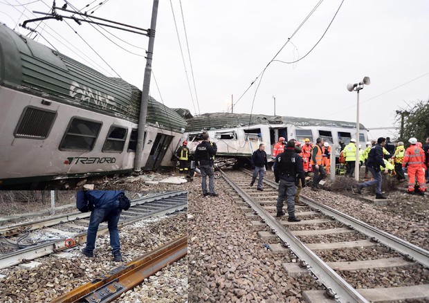 Il treno Cremona-Milano deragliato © ANSA