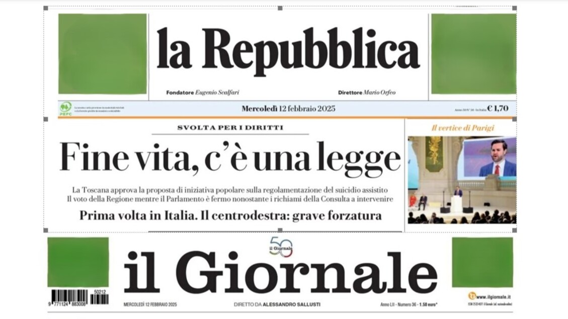 titoli quotidiani fine vita