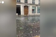 Tempesta di grandine su Parigi, alberi caduti in strada