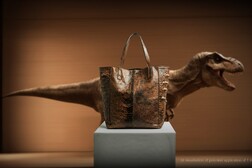 Immagine creata con l’IA per mostrare un potenziale utilizzo della pelle derivata da collagene fossile di T-rex (fonte:VML)