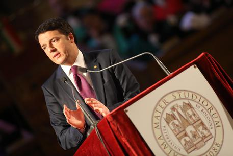 Il premier Matteo Renzi alla cerimonia di inaugurazione dell'anno accademico  dell'Universita' di Bologna © ANSA