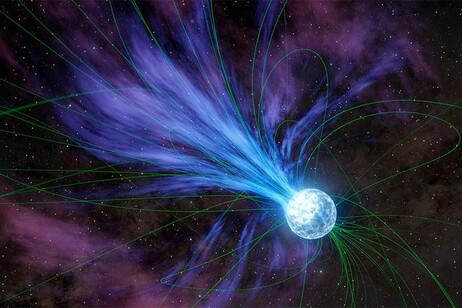 Rappresentazione artistica del brillamento di una magnetar (fonte: NASA/JPL-Caltech)