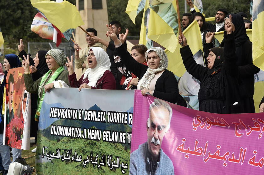 Kurdistan Workers' Party supporters rally in Beirut