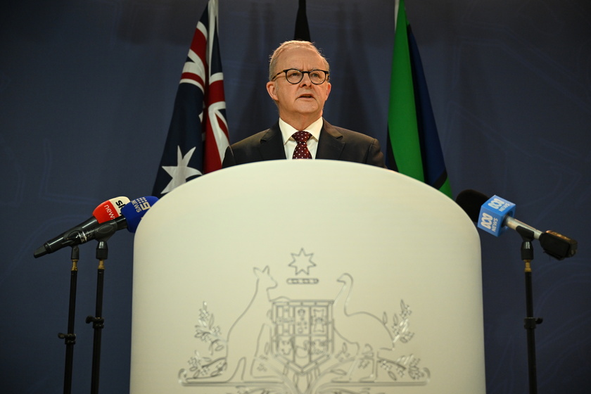 Australian PM Albanese holds press conference in Sydney