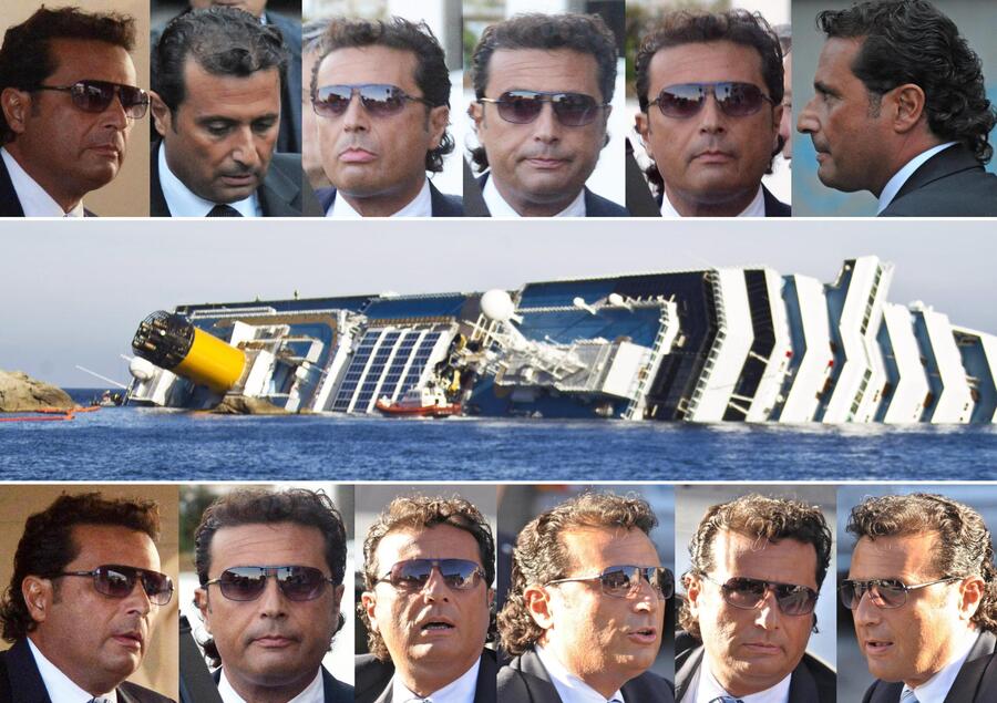 Una combo con le immagini di Schettino e la nave Costa Concordia © Ansa