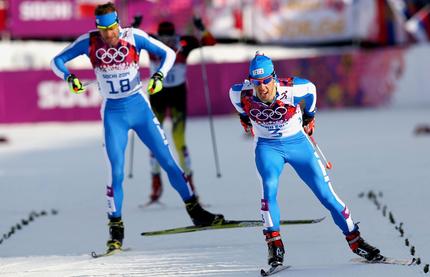 Federico Pellegrino (d) in azione nei quarti di finale