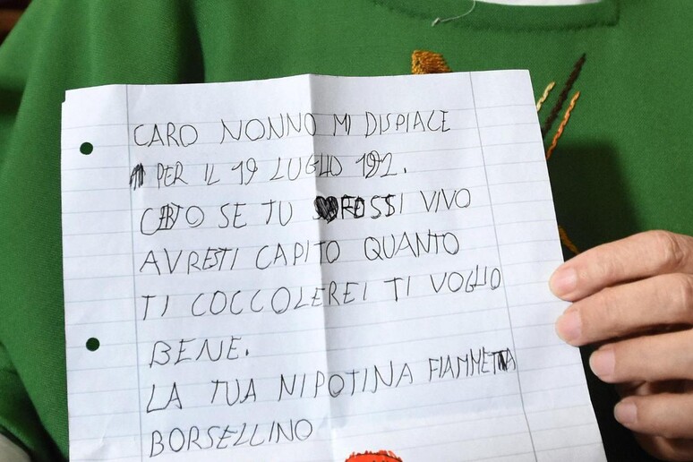 Borsellino: nipotina scrive pensiero, ti coccolerei - RIPRODUZIONE RISERVATA