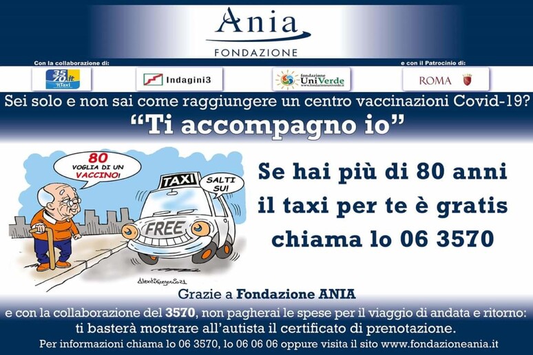 Covid:a Roma taxi gratis per over 80 che vanno a vaccinarsi - RIPRODUZIONE RISERVATA
