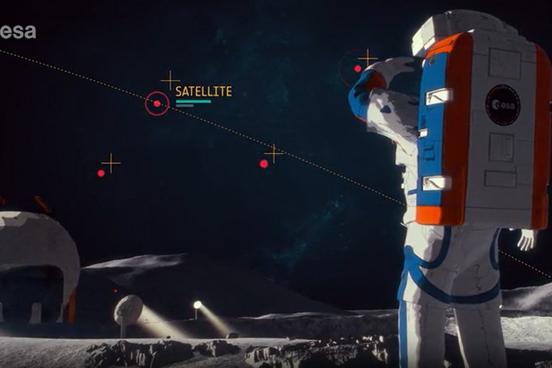 Rappresentazione artistica di una base lunare e di satelliti nell 'orbita lunare (fonte: ESA - European Space Agency) - RIPRODUZIONE RISERVATA