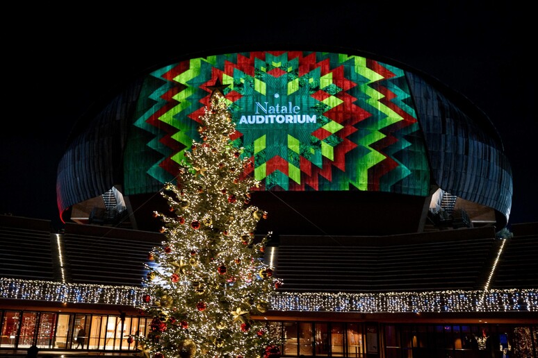 All 'Auditorium di Roma acceso l 'albero di Natale - RIPRODUZIONE RISERVATA