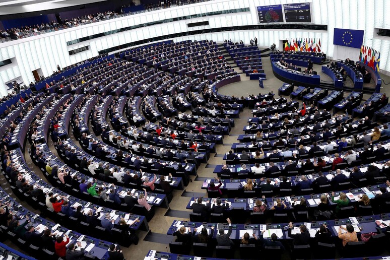 Gli eurodeputati italiani spiegano la plenaria che si terrà dal 31 marzo al 3 aprile © ANSA/AFP